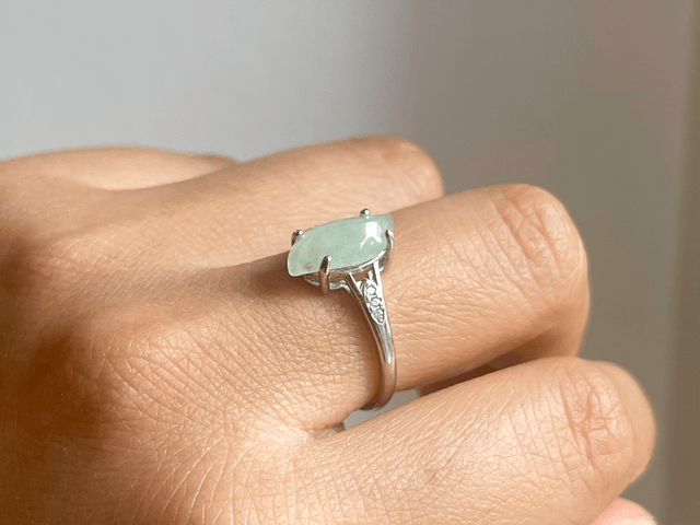 Bague en jade & argent 925 (ajustable) - ZSJ041