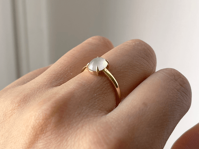 Bague en jade dorée (ajustable) -  HJS771
