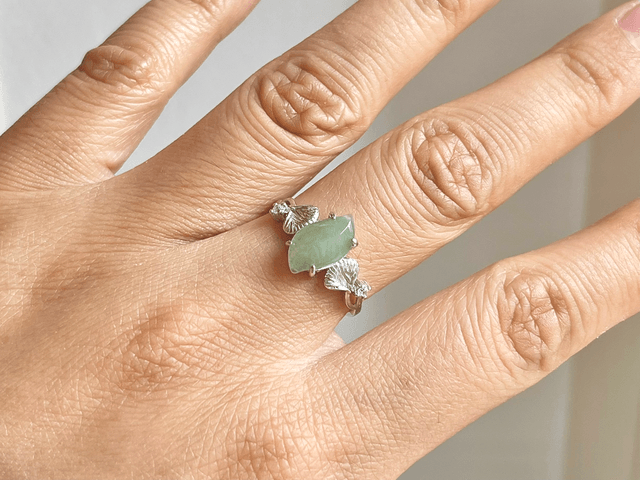 Bague en jade & argent 925 (ajustable) - ZSJ040