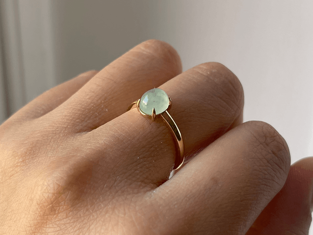 Bague en jade dorée (ajustable) - HJS769