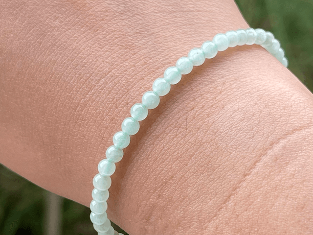 Bracelet perles de jade vert pomme (4mm) - HS719