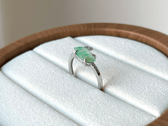 Bague en jade & argent 925 (ajustable) - ZSJ043