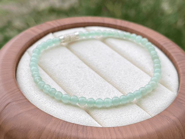 Bracelet perles de jade vert pomme (4mm) - HS719