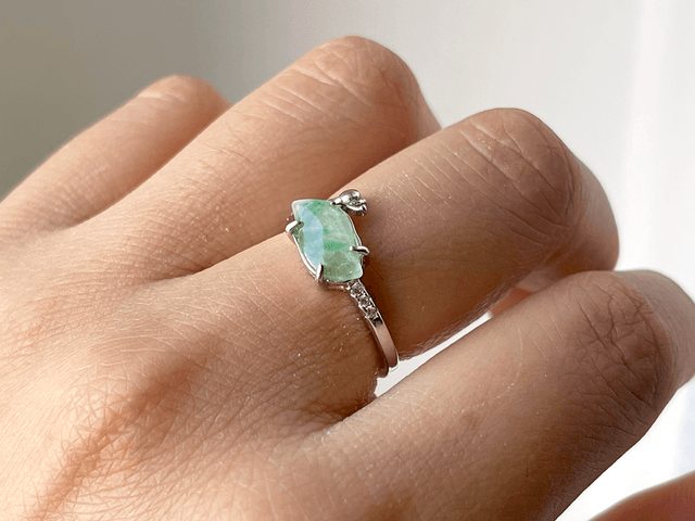 Bague en jade & argent 925 (ajustable) - ZSJ043