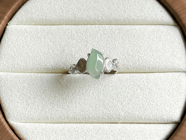Bague en jade & argent 925 (ajustable) - ZSJ040