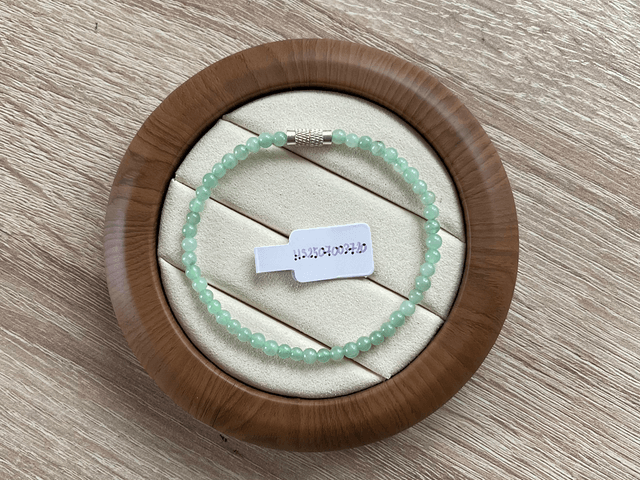 Bracelet perles de jade vert prairie (4mm) - HS720