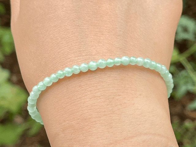 Bracelet perles de jade vert prairie (4mm) - HS720
