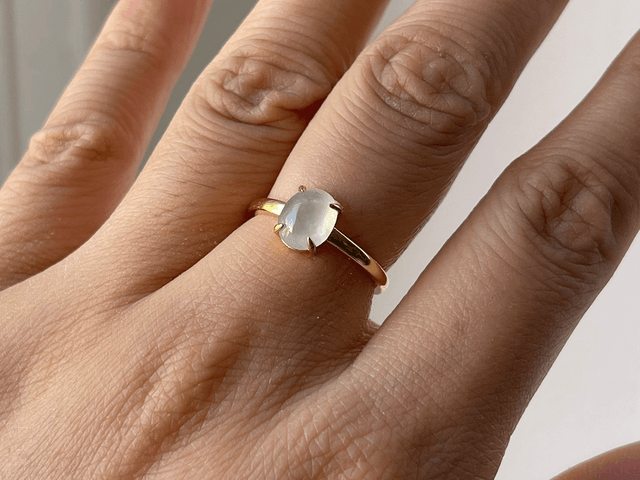 Bague en jade dorée (ajustable) -  HJS771
