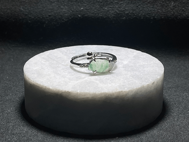 Bague en jade & argent 925 (ajustable) - ZSJ043