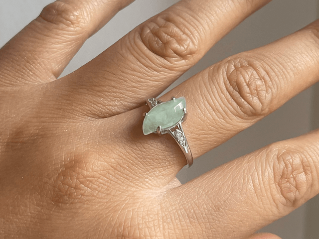 Bague en jade & argent 925 (ajustable) - ZSJ041