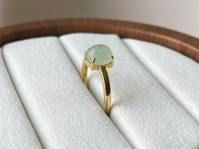 Bague en jade dorée (ajustable) - HJS769