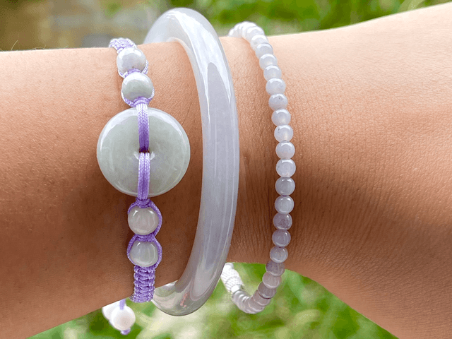 Bracelet perles de jade lavande (4mm) 