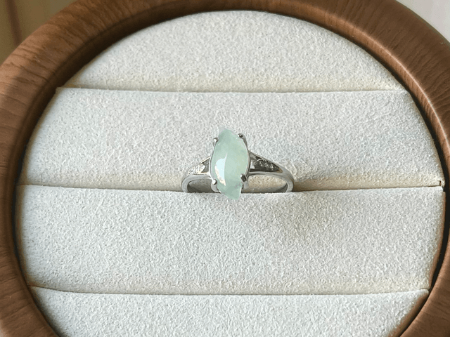 Bague en jade & argent 925 (ajustable) - ZSJ041