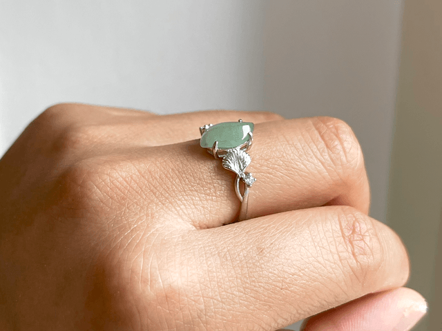 Bague en jade & argent 925 (ajustable) - ZSJ040