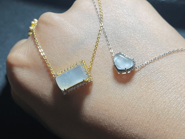 Bracelet cœur de jade (argent/doré)