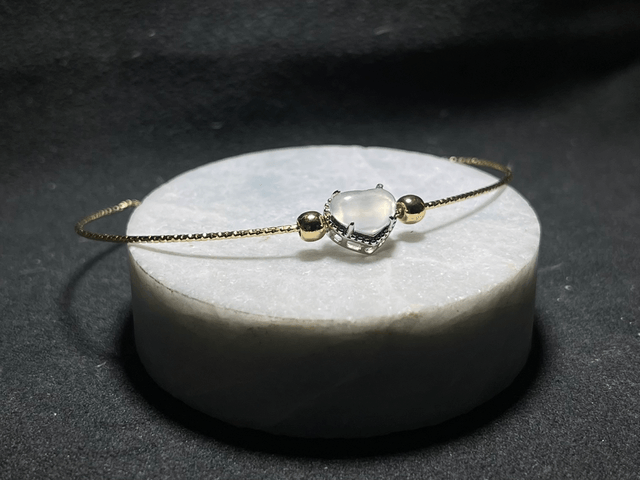 Bracelet cœur de jade (argent/doré)