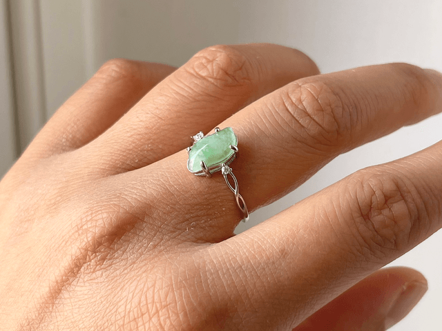 Bague en jade & argent 925 (ajustable) - ZSJ042