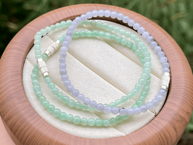 Bracelet perles de jade vert pomme (4mm) - HS719