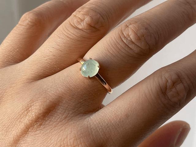 Bague en jade dorée (ajustable) - HJS769