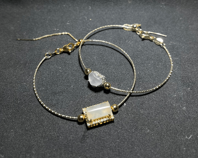 Bracelet cœur de jade (argent/doré)