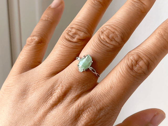 Bague en jade & argent 925 (ajustable) - ZSJ042